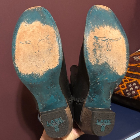 Women's Black Leather Western Ankle Boots with Braided Trim - Picture 4 of 4